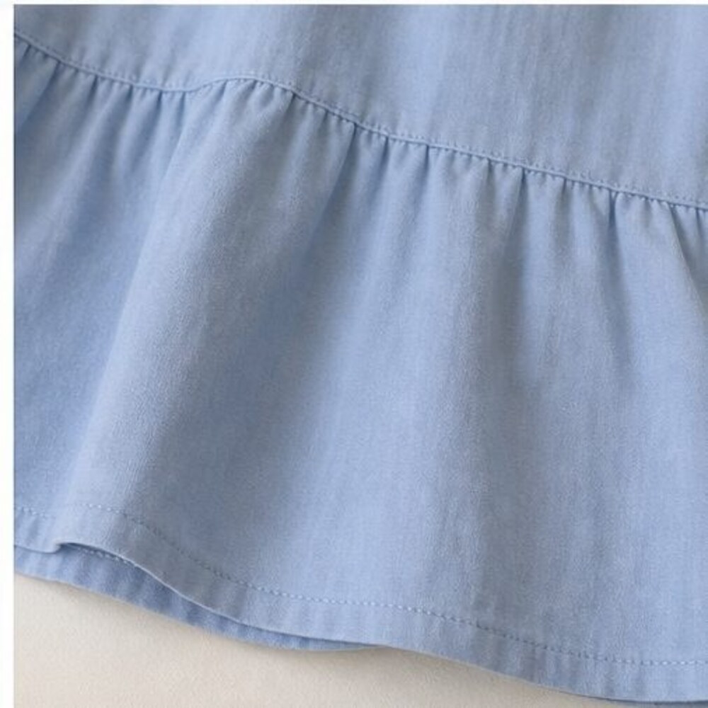 Blue Pleated Blouse - Picture 6 of 6